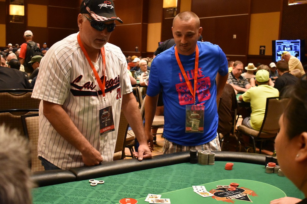 Glen Andersen (left) is all in and at risk against Maverick Gray (right)